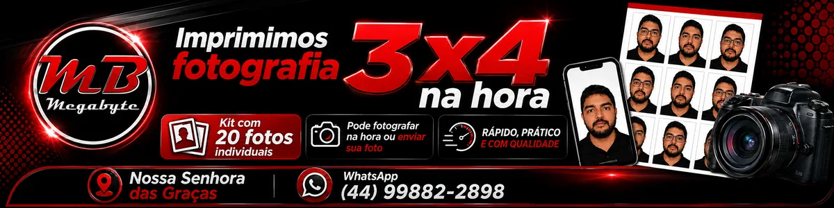Megabyte: impressão de fotografia 3 por 4 na hora.