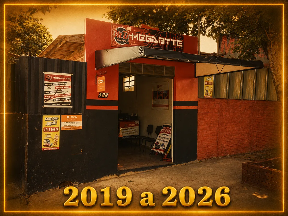 Fachada da Megabyte entre 2019 e 2026